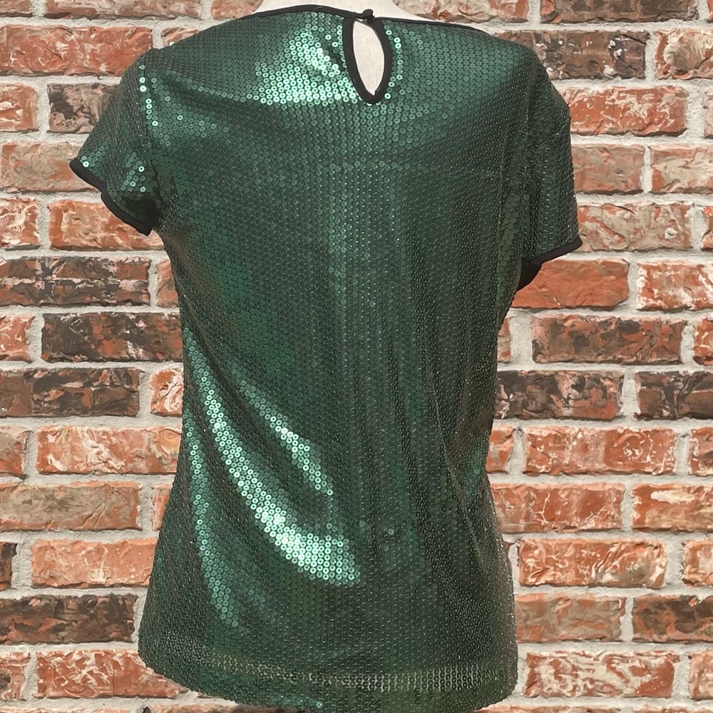 Romeo & Juliet Couture fully sequined green blouse / S / EUC - Picture 8 of 16